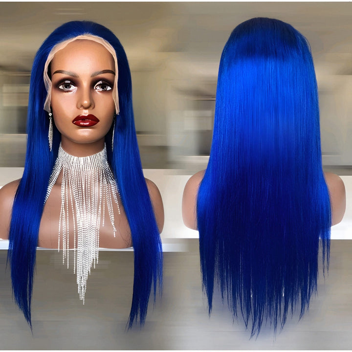 Royal Blue Straight Lace Wig – HD Transparent Lace | Bold Color, Glueless & Sleek Look