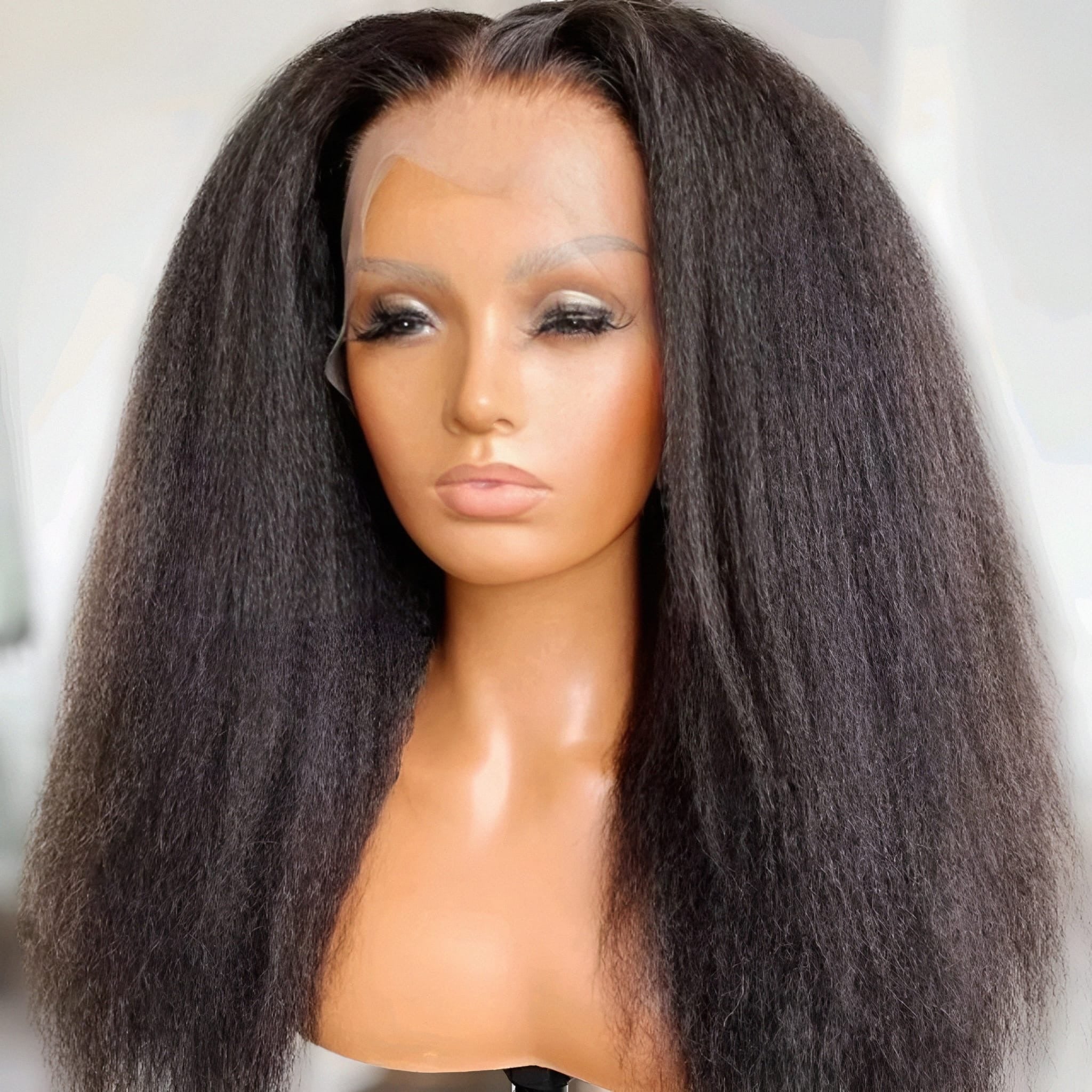 HD Lace Kinky Straight Wig – Natural Look | Pre-Plucked, Glueless, Full Density