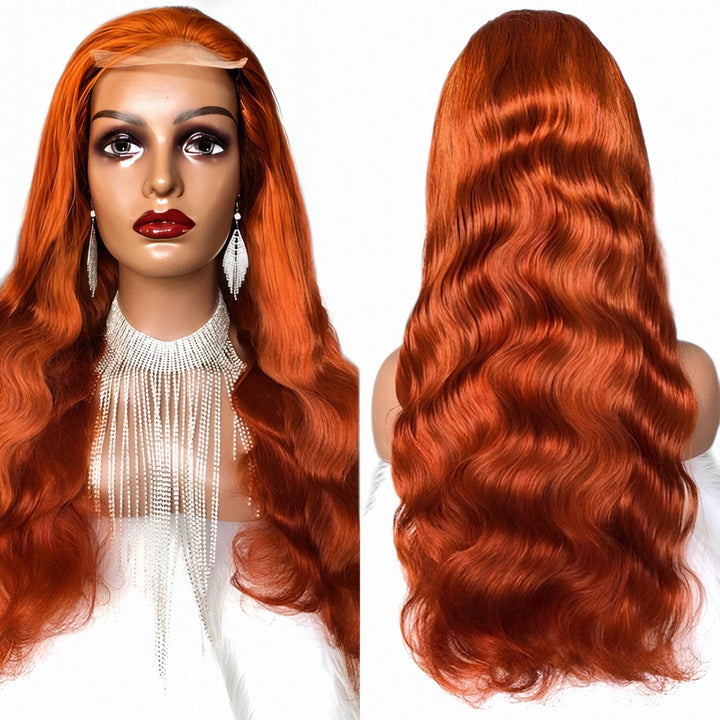 Copper Orange Body Wave Lace Wig – HD Lace | Pre-Plucked, Glueless, Soft & Voluminous